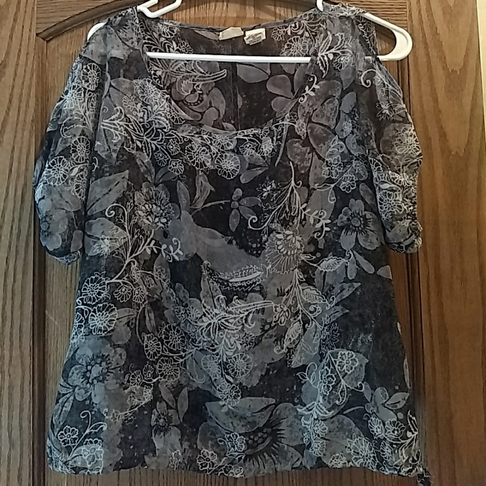 Black and white sheer blouse